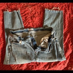 LOFT Curvy Crop Destructed Jeans